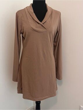 Lole Tan Cowl Neck Long Sleeve Tunic Dress Size Small Soft Stretch
